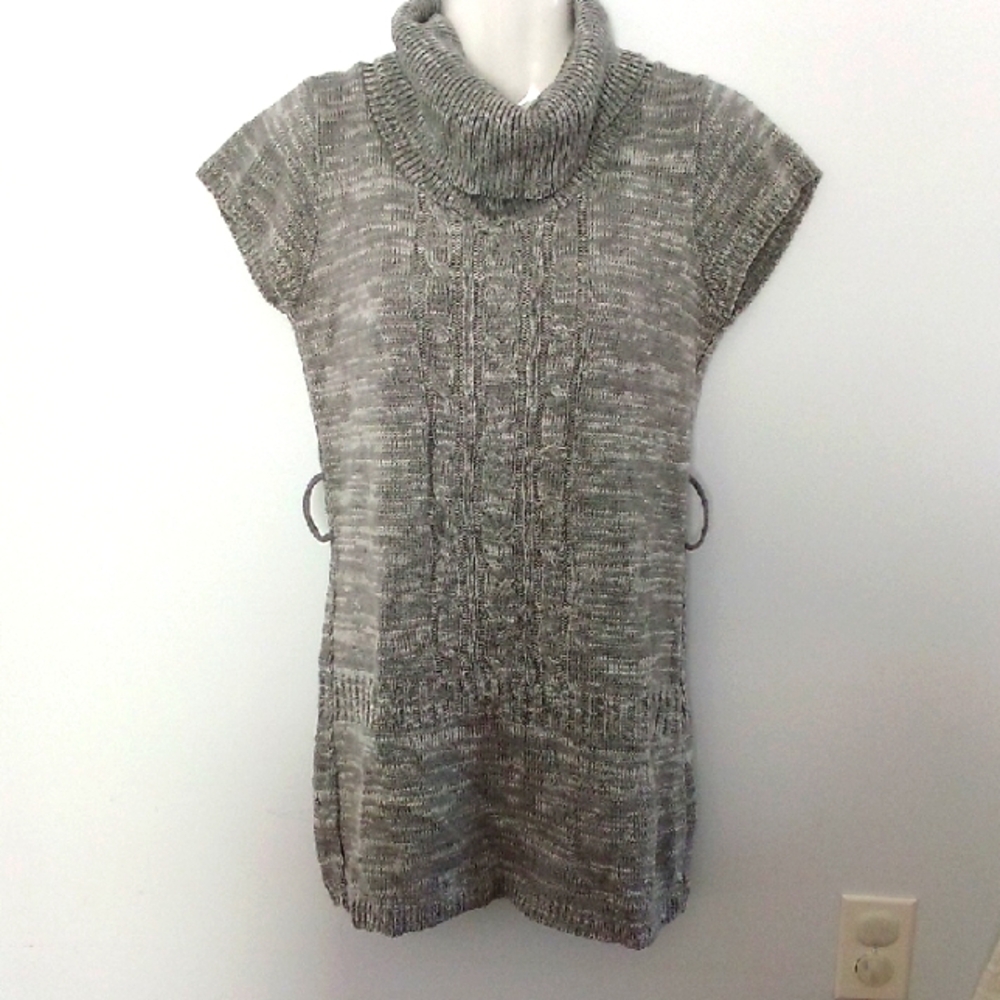 Gray Cowl Neck Sleeveless Sweater Tunic Size M